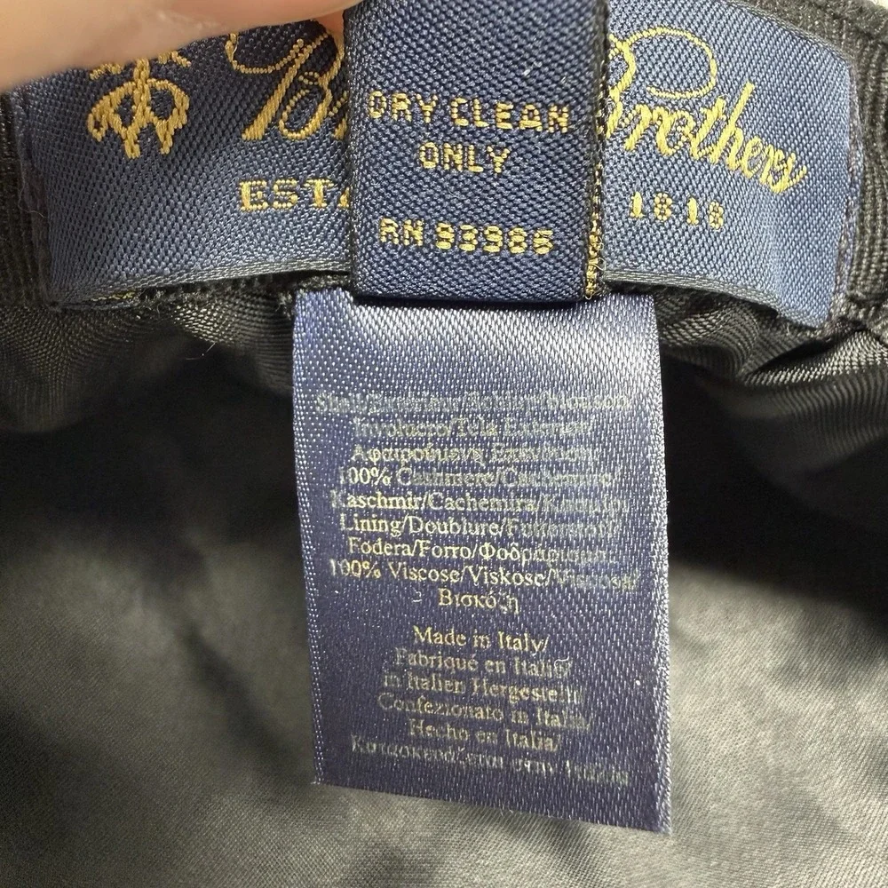 Brooks Brothers Newsboy Cap Size Large Black 100% Cashmere Cabbie Hat Made Italy